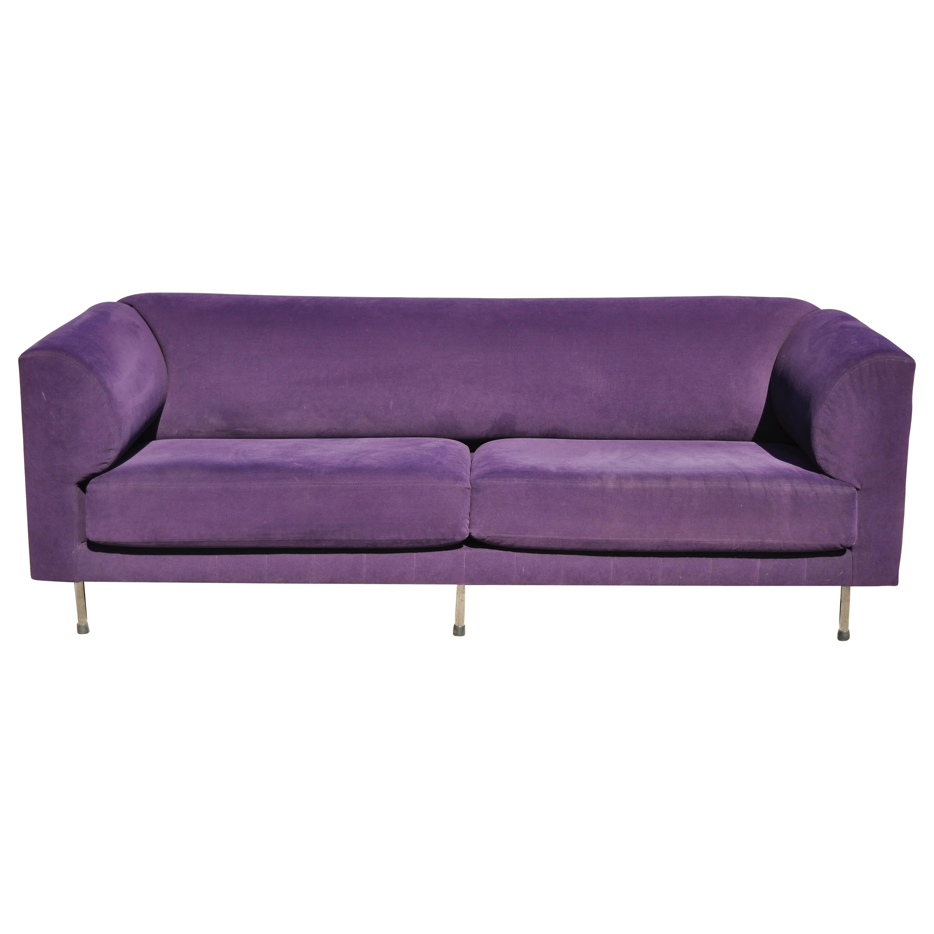 Larry Laslo for Directional Purple Modern Italian Bauhaus Style Chrome Leg Sofa For Sale