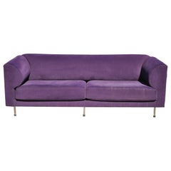 Retro Larry Laslo for Directional Purple Modern Italian Bauhaus Style Chrome Leg Sofa