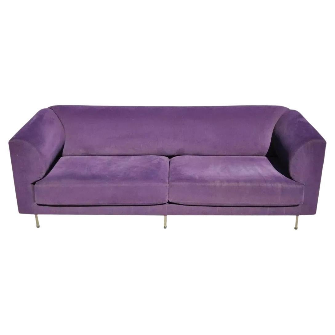 Larry Laslo for Directional Purple Modern Italian Bauhaus Style Chrome Leg Sofa