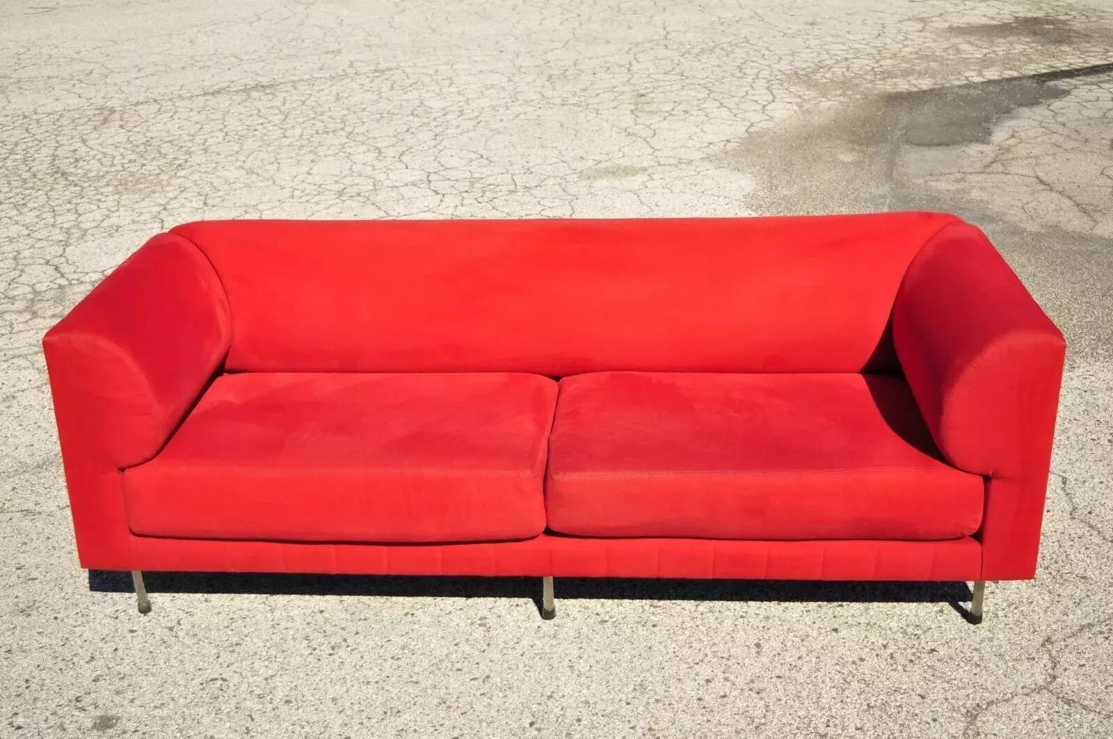 Larry Laslo per Directional Red Divano moderno italiano in stile Bauhaus con gambe cromate in vendita 5