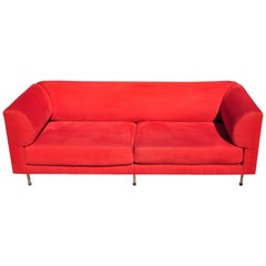 Larry Laslo for Directional Red Modern Italian Bauhaus Style Chrome Leg Sofa