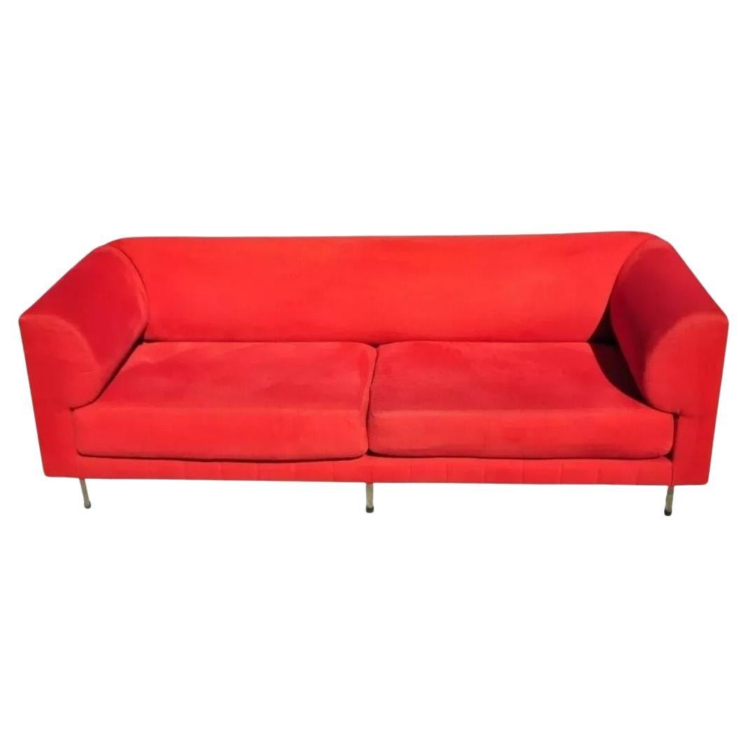 Larry Laslo for Directional Red Modern Italian Bauhaus Style Chrome Leg Sofa