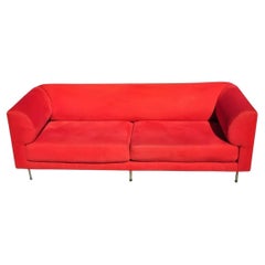 Larry Laslo for Directional Red Modern Italian Bauhaus Style Chrome Leg Sofa