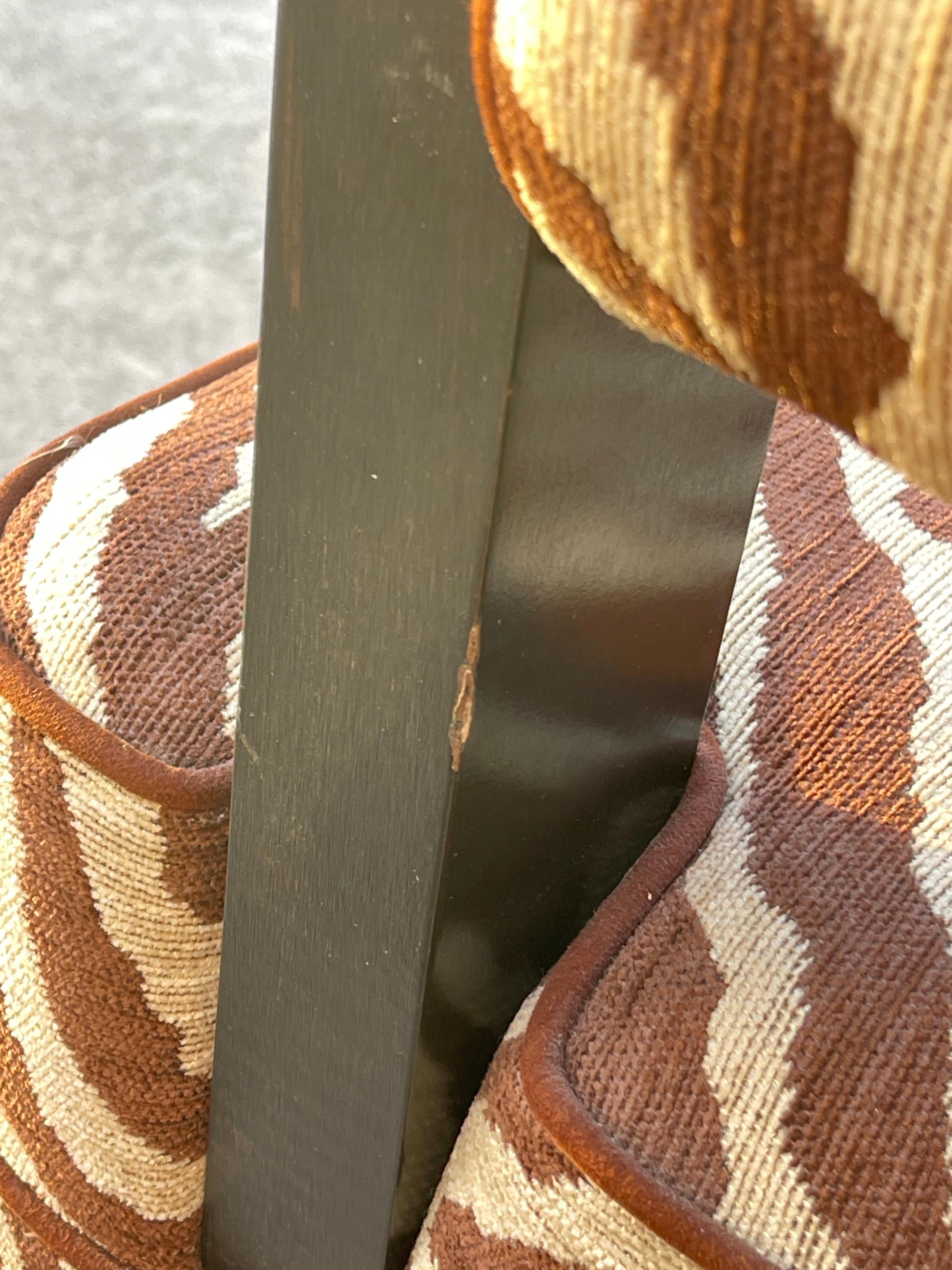 Larry Laslo for Directional Zebra Pattern Wood Frame Lounge Club Chairs, a Pair For Sale 6