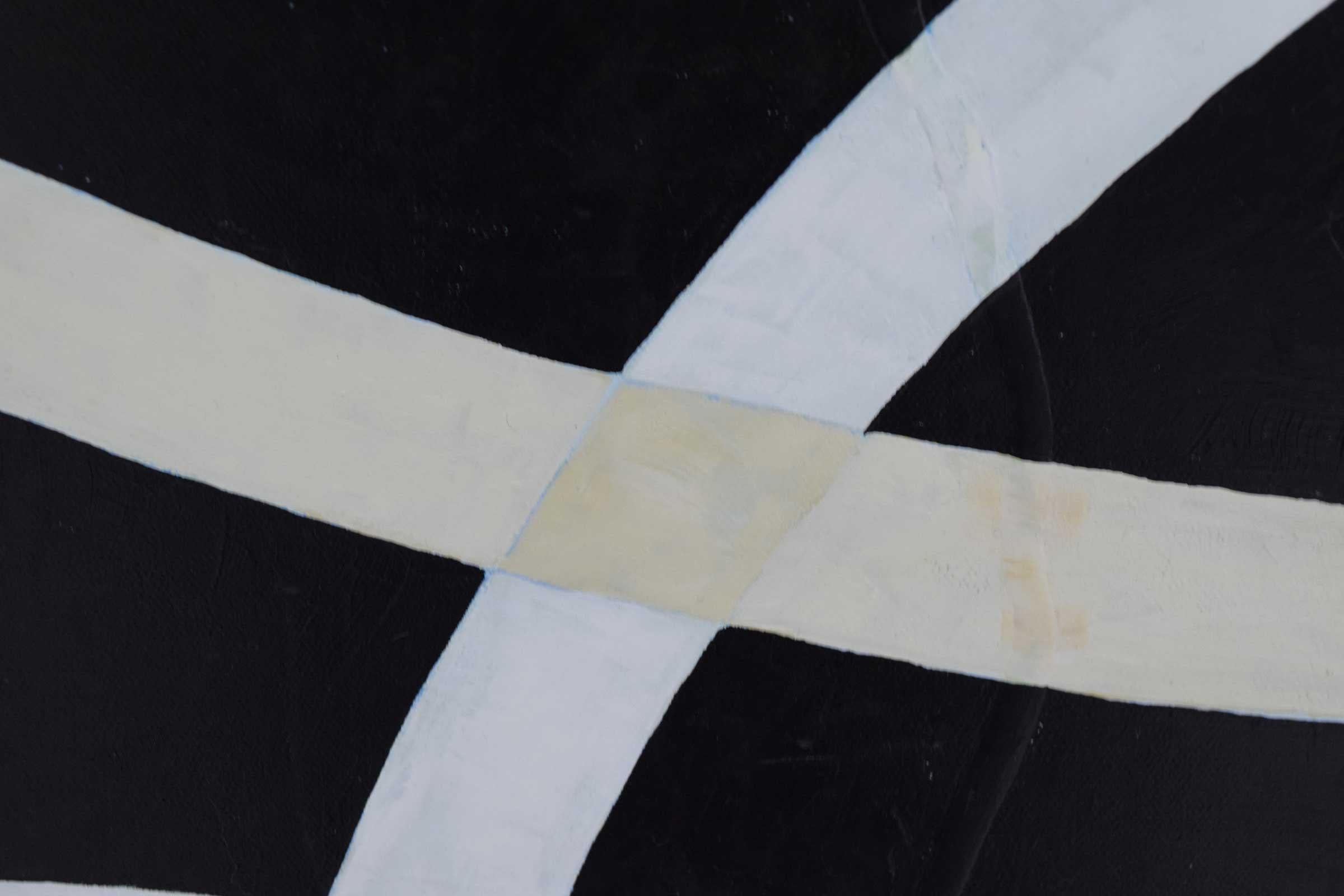North American Larry Locke Original on Canvas, Black, Cream, White Abstract