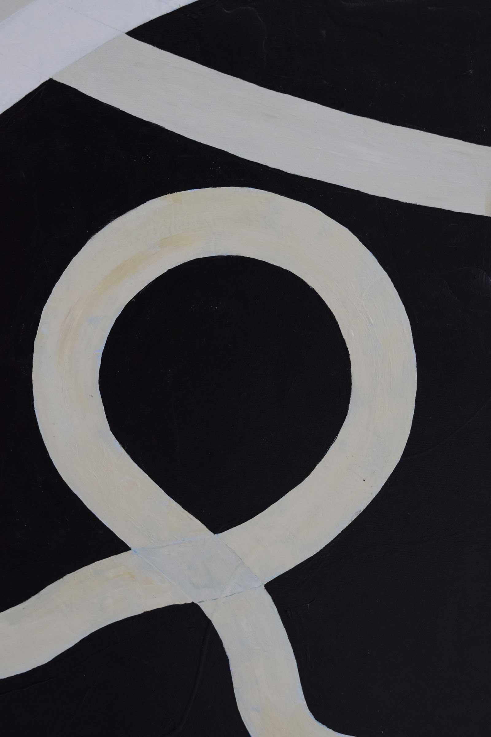 Contemporary Larry Locke Original on Canvas, Black, Cream, White Abstract