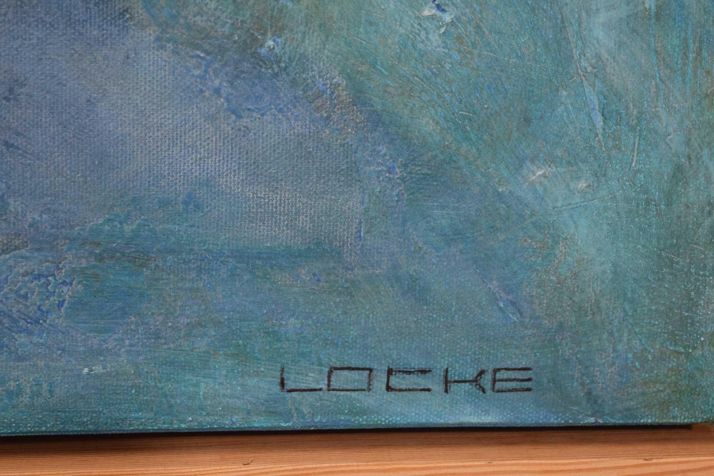 Larry Locke Original on Canvas, Blue, Green Impressionist In Excellent Condition In Dallas, TX