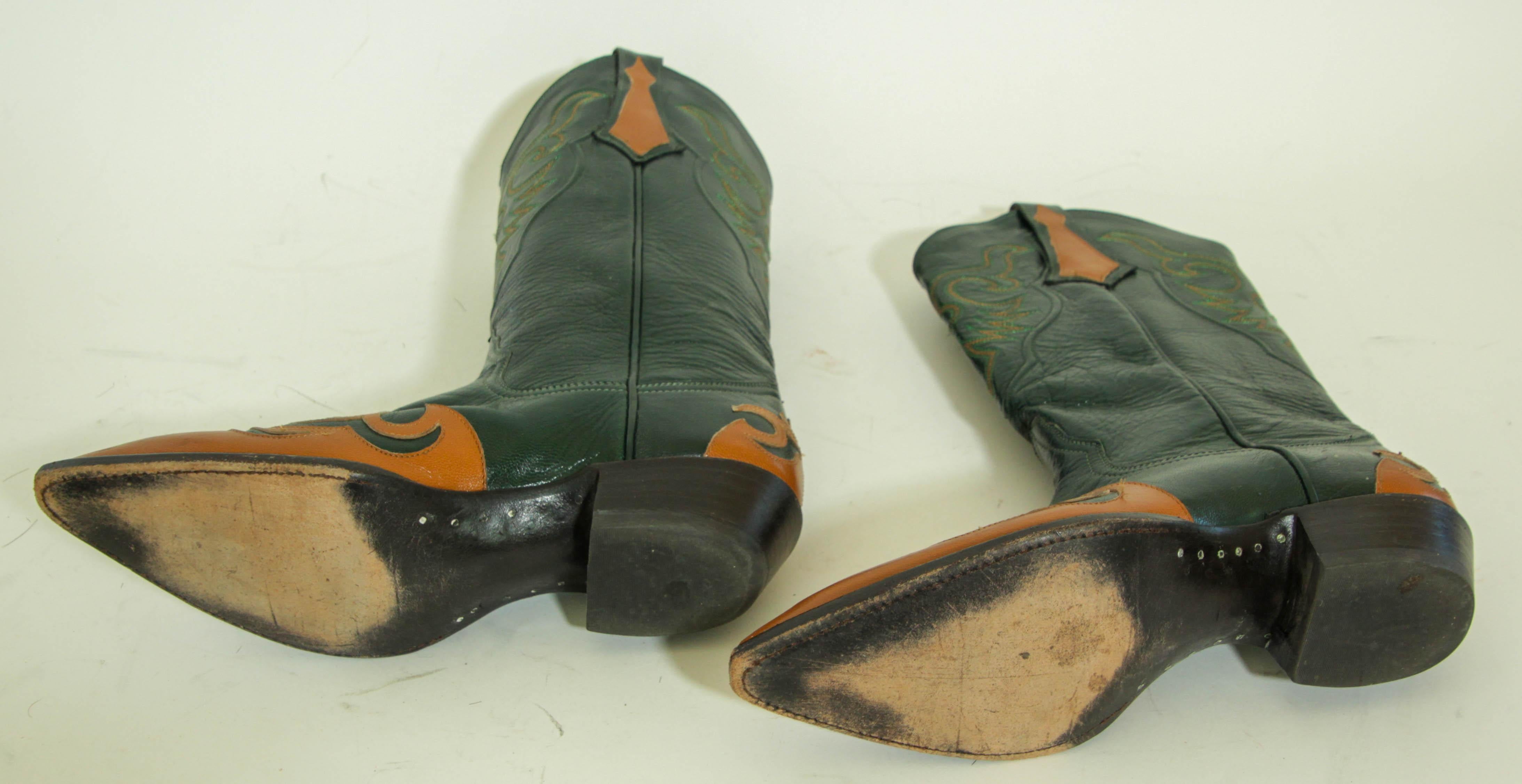 Larry Mahan Leather Western Cowgirl Boots Size 7 For Sale 5