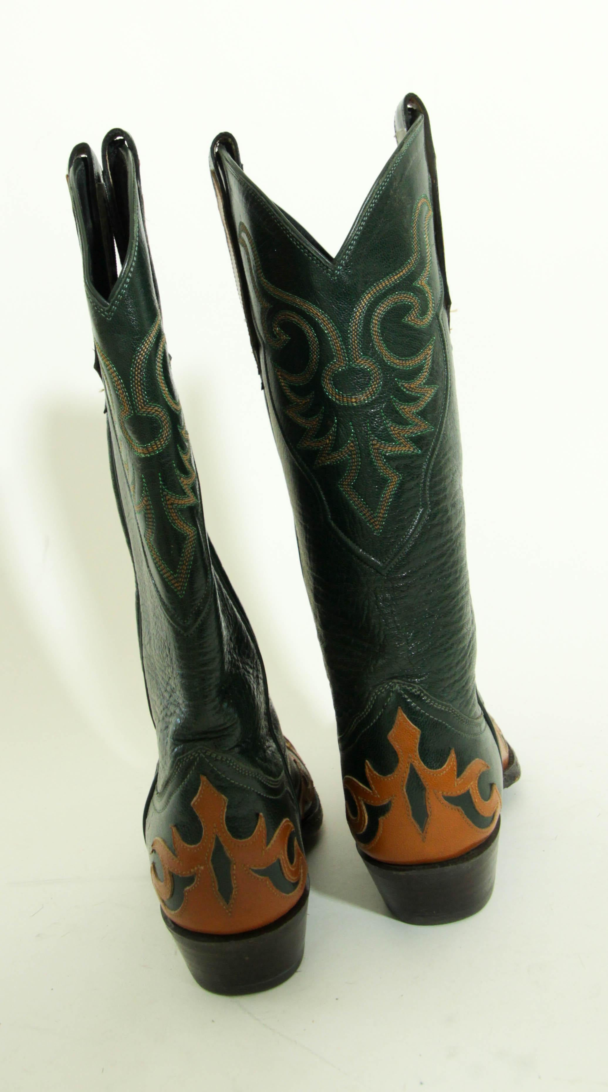 Larry Mahan Leather Western Cowgirl Boots Size 7 For Sale 7