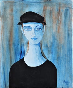 "Adrian" Blue Abstract Figurative Painting