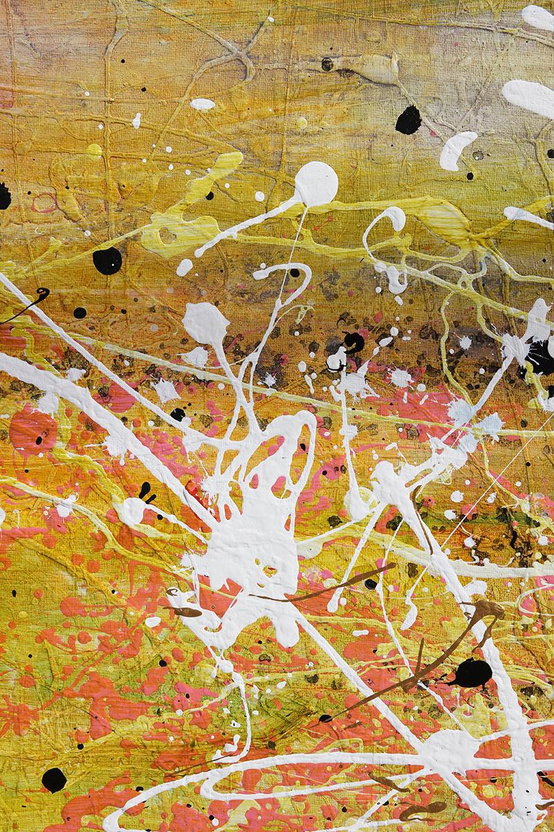 Contemporary Abstract Expressionist Green, Yellow, and Orange Diptych Painting 8