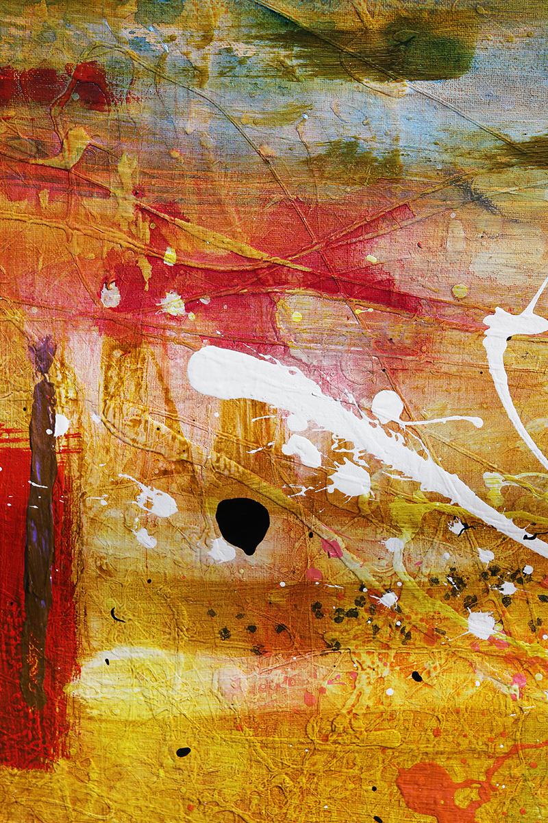 Contemporary Abstract Expressionist Green, Yellow, and Orange Diptych Painting 9