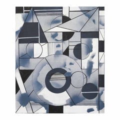 Contemporary Black, White, and Gray Monochrome Geometric Abstract Painting