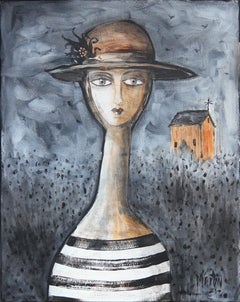 "Giselle" Woman in a Hat Abstract Figurative Portrait