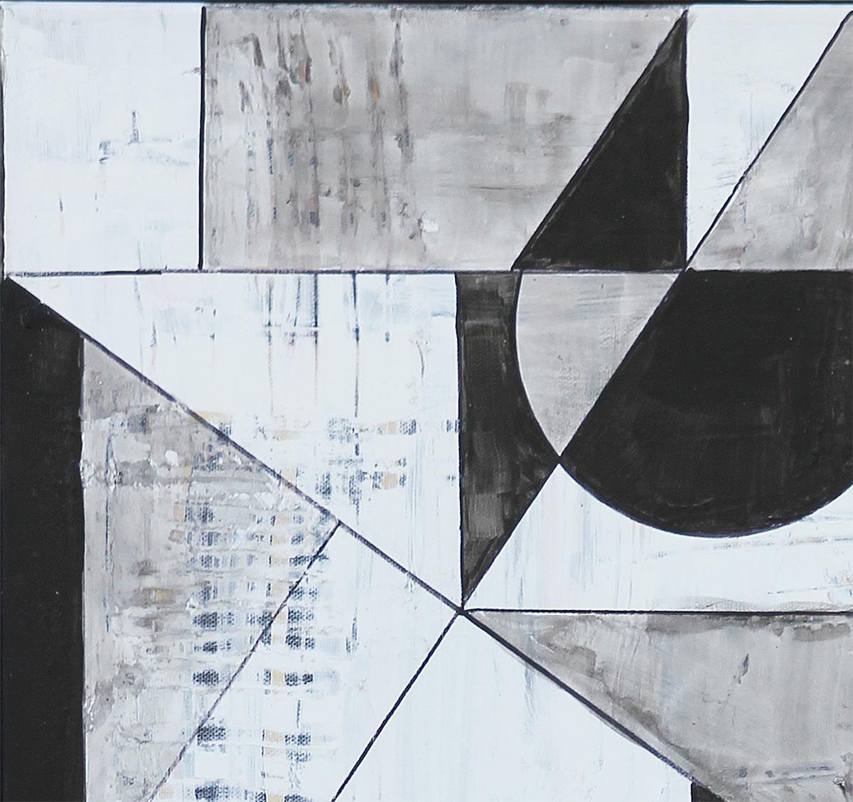 Longitudinal Black and White Contemporary Abstract Geometric Painting - Gray Abstract Painting by Larry Martin