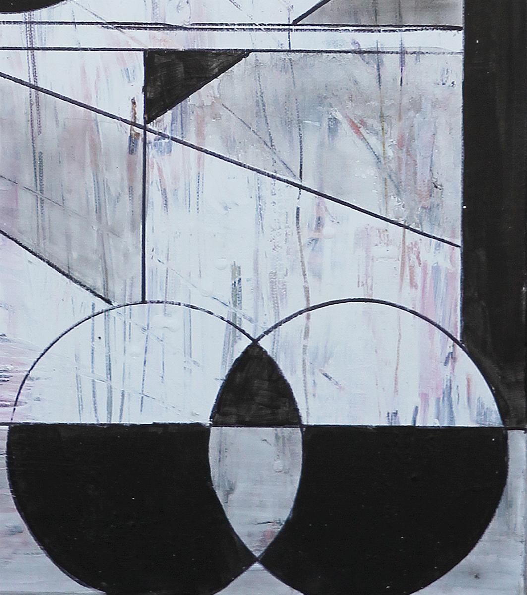 Longitudinal Black and White Contemporary Abstract Geometric Painting 2