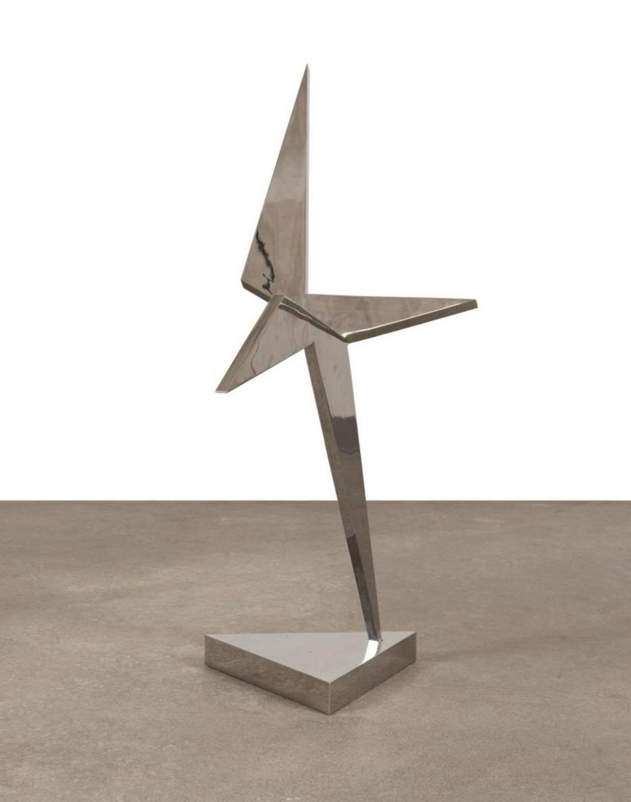 Post-Modern Larry Mohr (American 1921 - 2013) 39” Tall Chrome Over Steel Sculpture For Sale