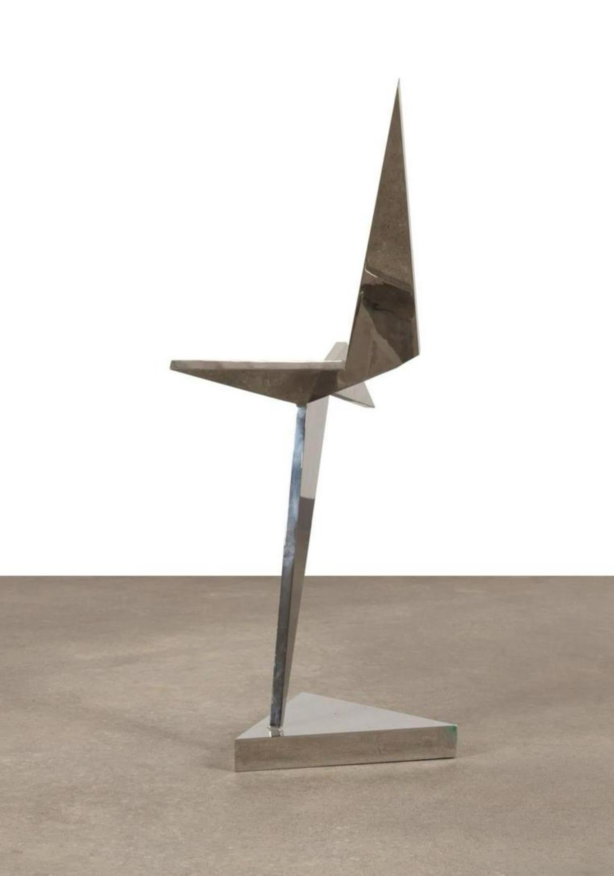 Larry Mohr (American 1921 - 2013) 39” Tall Chrome Over Steel Sculpture In Good Condition For Sale In Chicago, IL