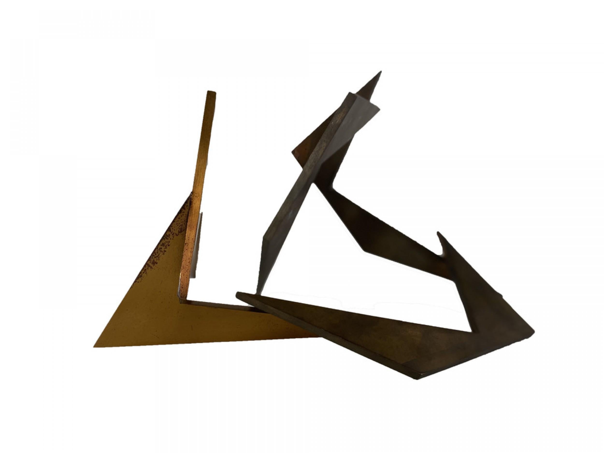 Larry Mohr Midcentury American Modern Bronze Industrial Style Table Sculpture In Good Condition For Sale In New York, NY