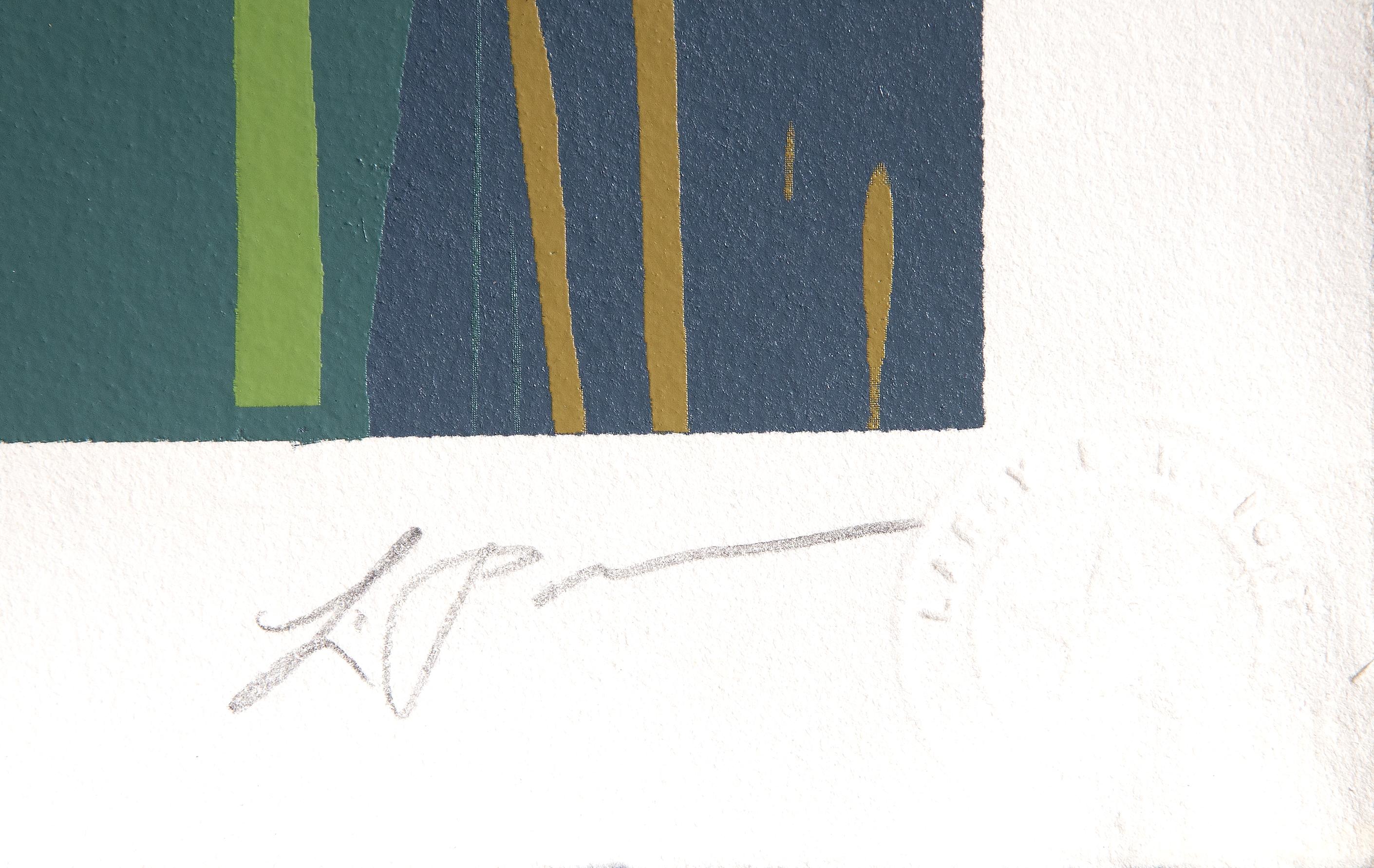 Azul, verde - Serigrafía expresionista abstracta de Larry Poons en venta 5