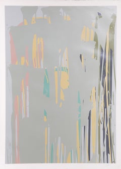 Yellow, Blue, Grey - Abstract Expressionist Screenprint by Larry Poons