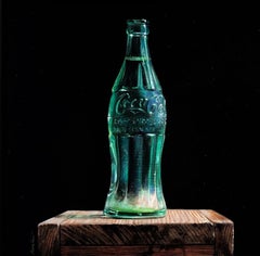 "Coke Bottle with Water"  Highly realistic Pop still life in Old Masters style