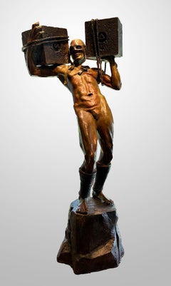 "Despierta" del escultor de bronce "Renzo", Larry Renzo Lewis, 58x26x16 pulg, 2009, Figura