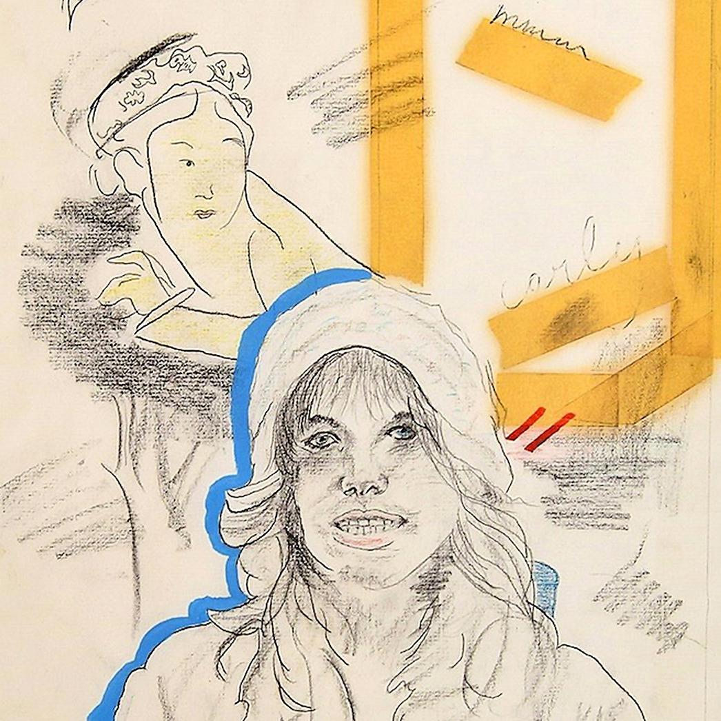 Zeichnung der Sängerin Carly Simon (Pop-Art), Mixed Media Art, von Larry Rivers
