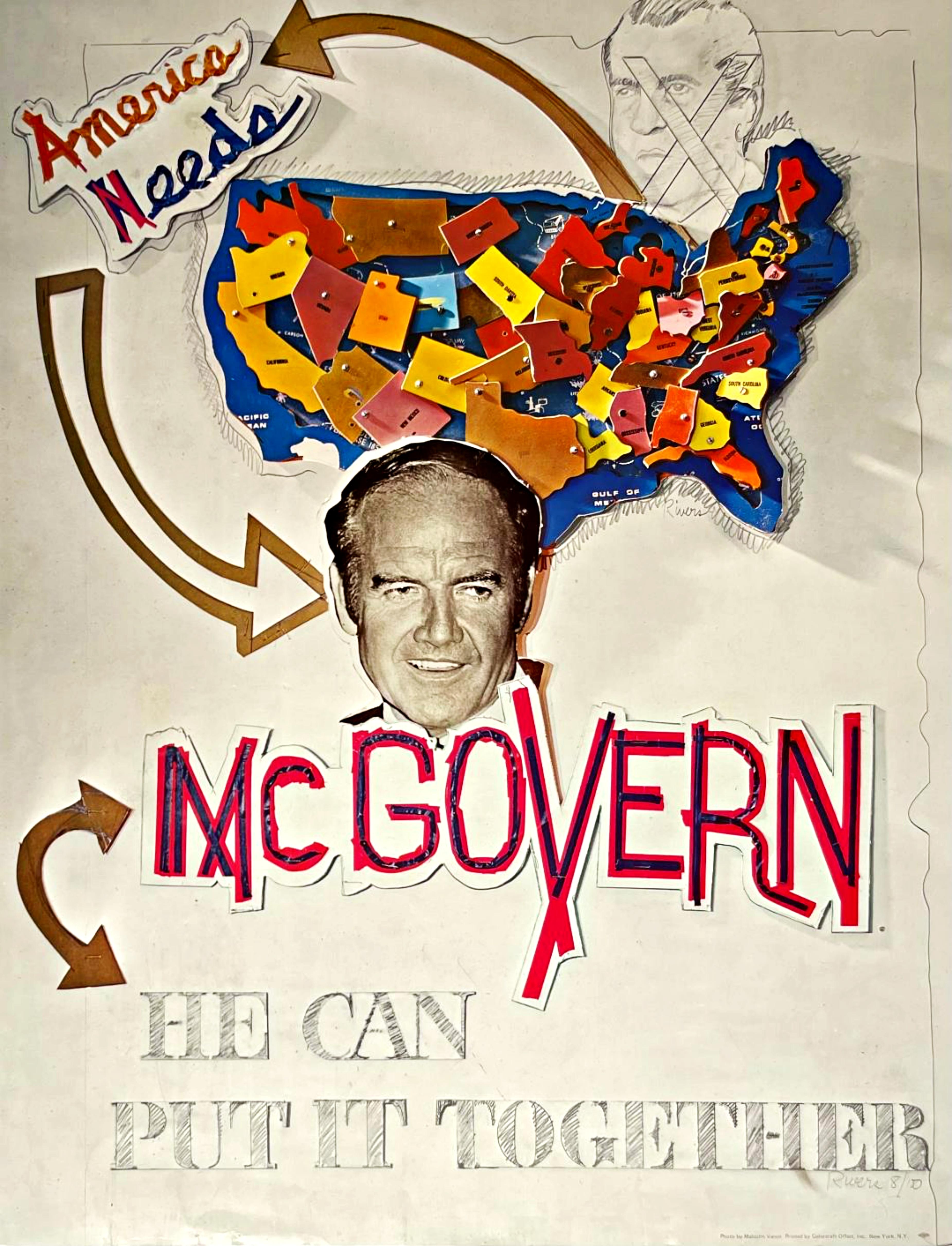 Larry Rivers Figurative Print - America Needs McGovern, He Can Put Us Together