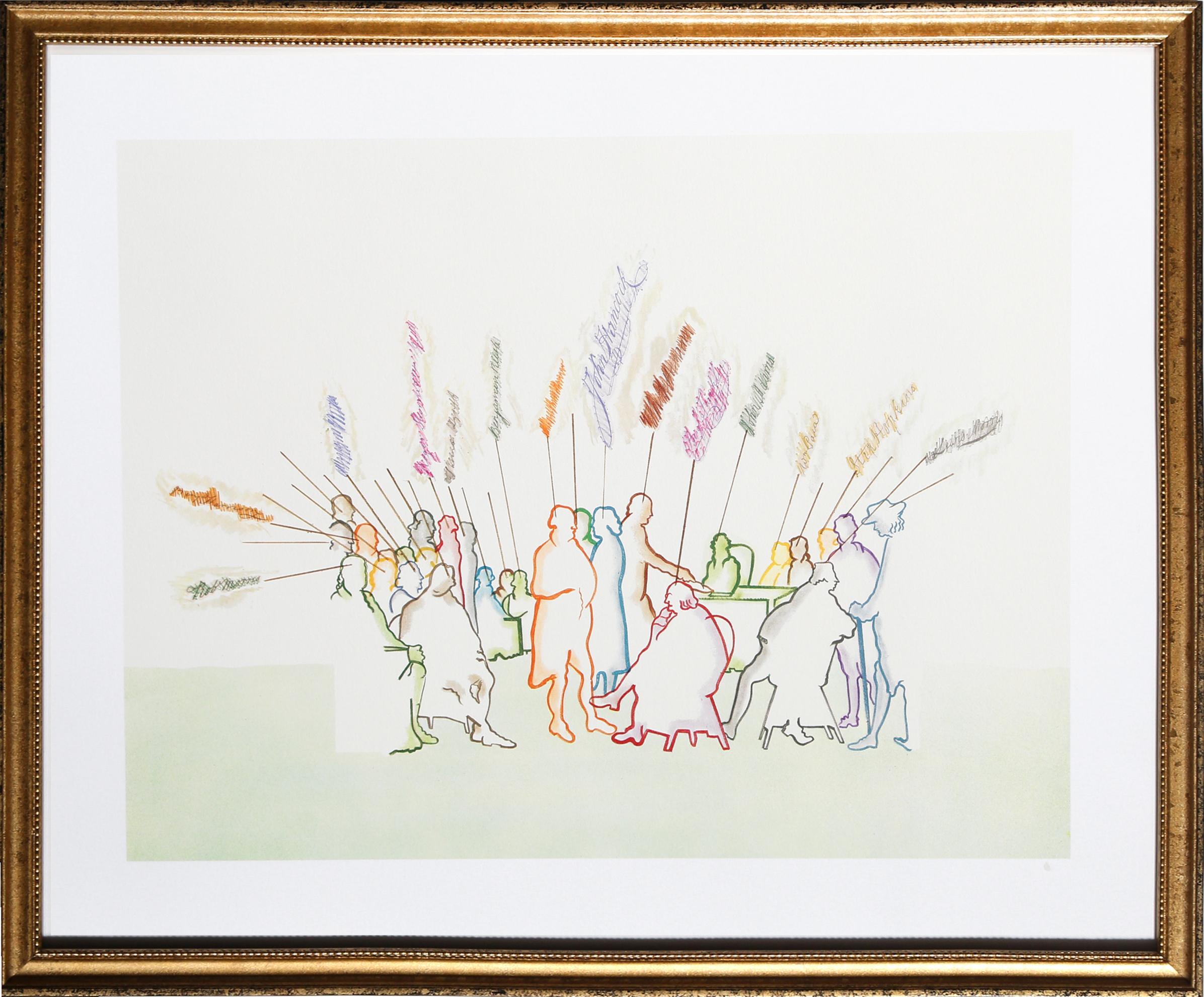 An Outline of History by Larry Rivers, American (1923–2002)
Date: 1975
Offset Lithograph (unsigned as issued)
Image Size: 9.5 x 13 inches
Size: 14 in. x 17 in. (35.56 cm x 43.18 cm)
Frame Size: 17 x 20 inches

An original fine art print from the