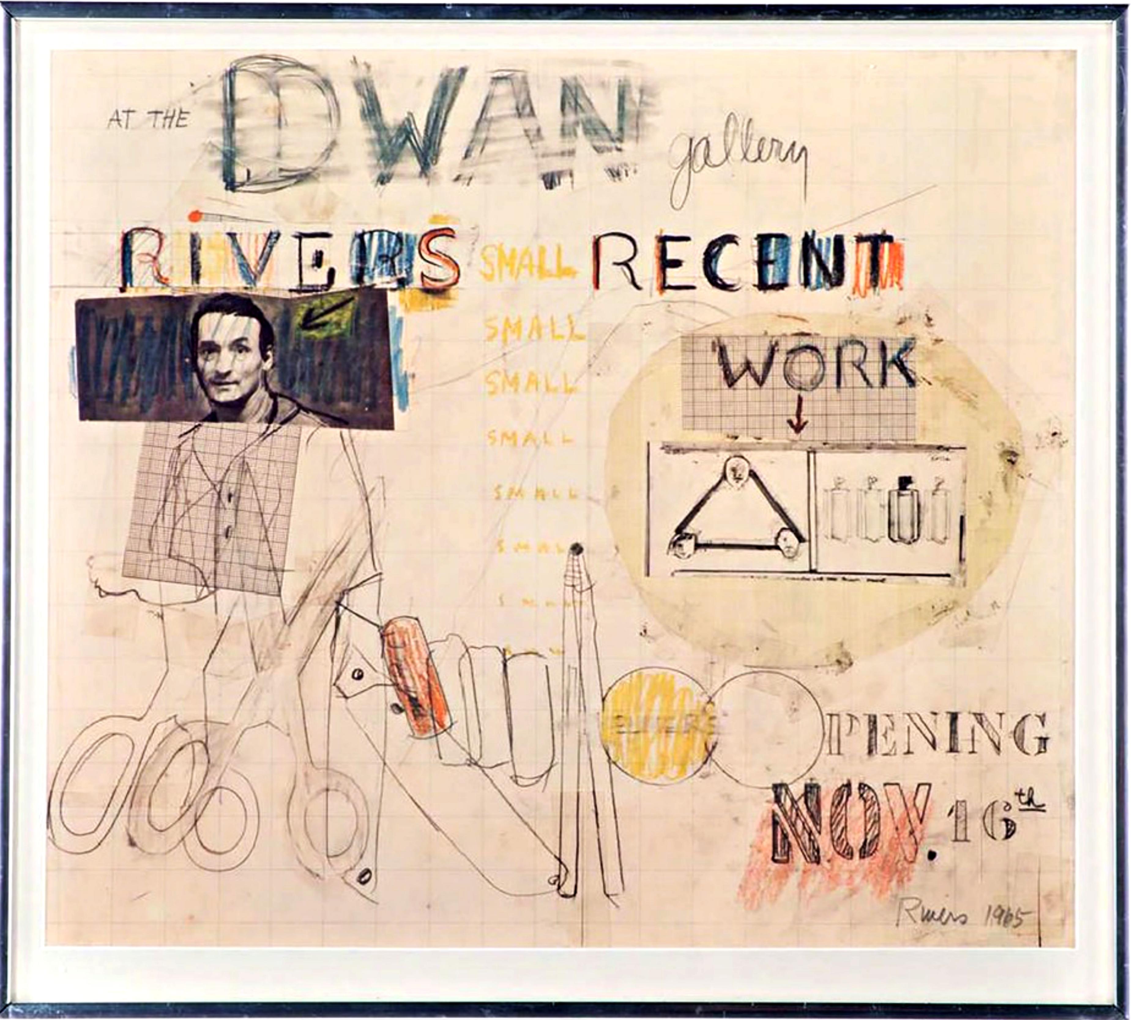 Larry Rivers
A la Dwan Gallery : Rivers Small Recent Work (signé à la main), 1965
Sérigraphie sur papier vélin
Signé à la main et daté "Rivers, 1965" au crayon graphite en bas à droite sur le devant.
Cadre inclus : maintenu dans un cadre d'époque en