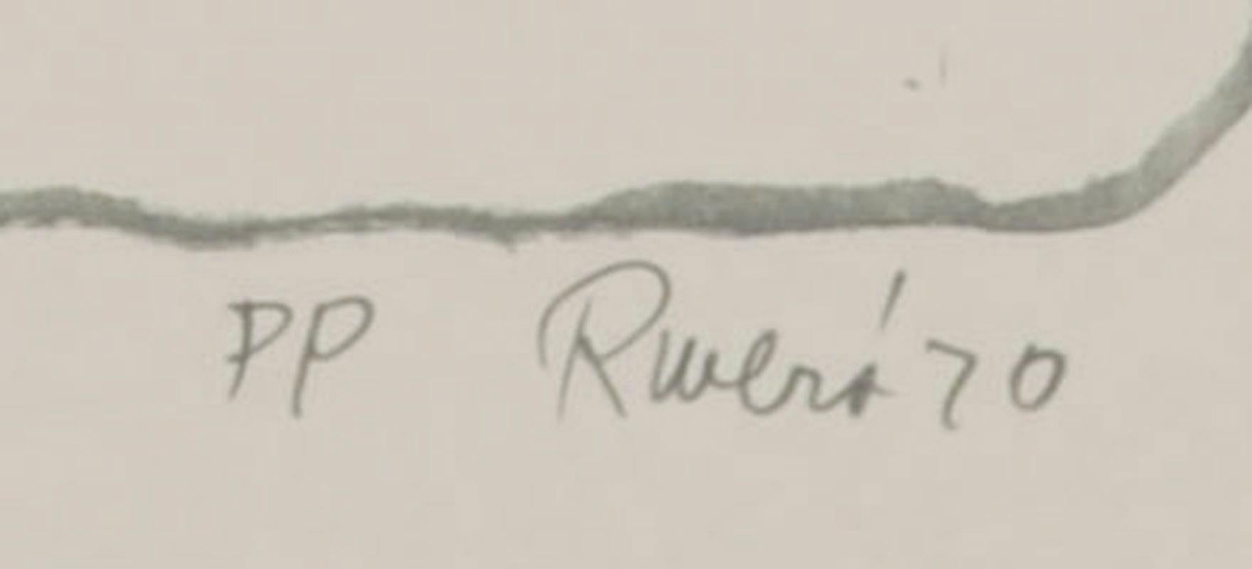 Diana Raised 1
Lithograph from four stones, 1970
Signed and dated lower right (see photo)
Annotated 