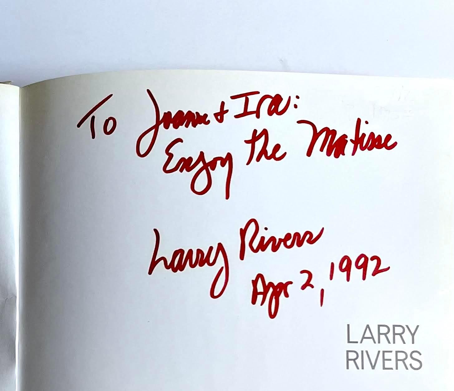 Larry Rivers
LARRY RIVERS (hand signed and inscribed first edition book), 1989
Hardback monograph with a dust jacket (hand signed and inscribed 