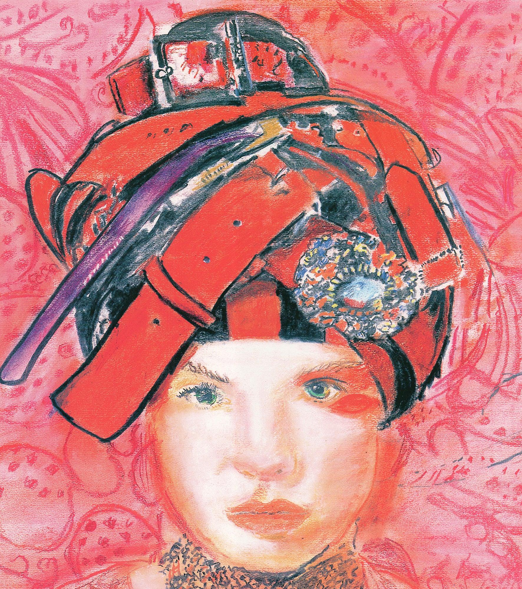 Rivers- Sangles et ceintures peuvent faire une turban Pop Art Vintage - Rose Portrait Print par Larry Rivers