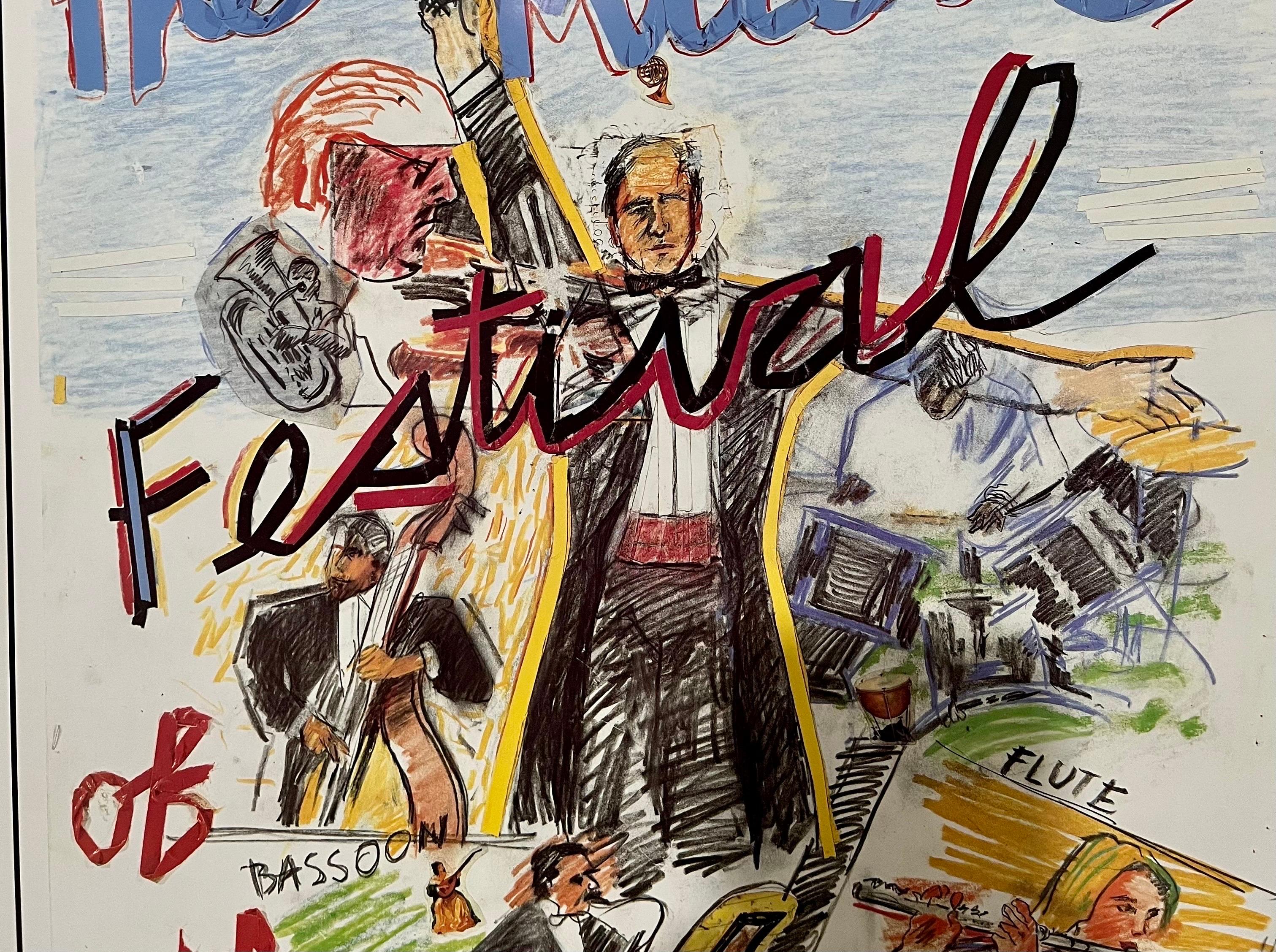 Vintage Pop Art 1997 Offset Lithograph Larry Rivers Music Poster Hamptons NY For Sale 3