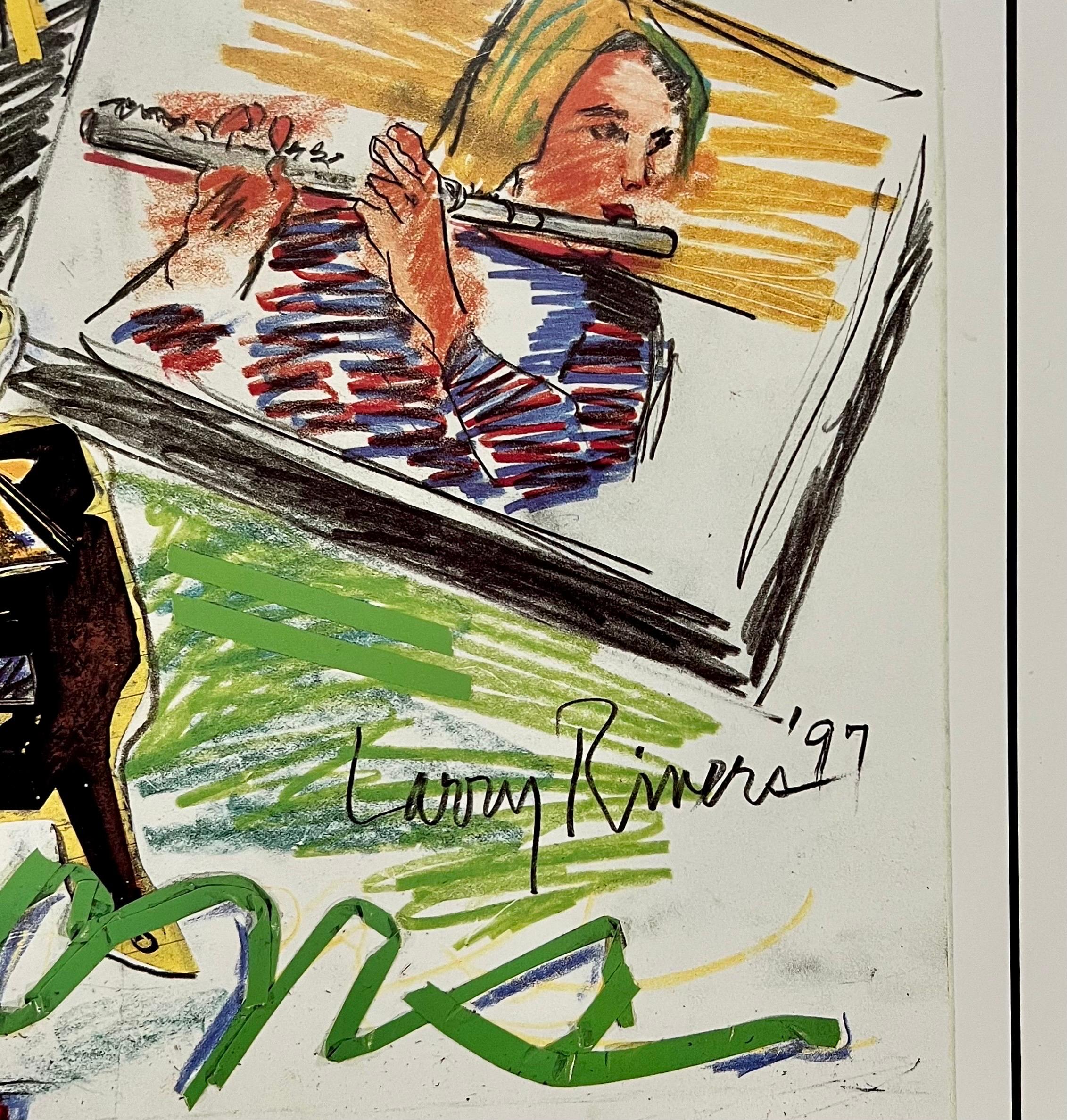 Vintage Pop Art 1997 Offset Lithograph Larry Rivers Music Poster Hamptons NY For Sale 4