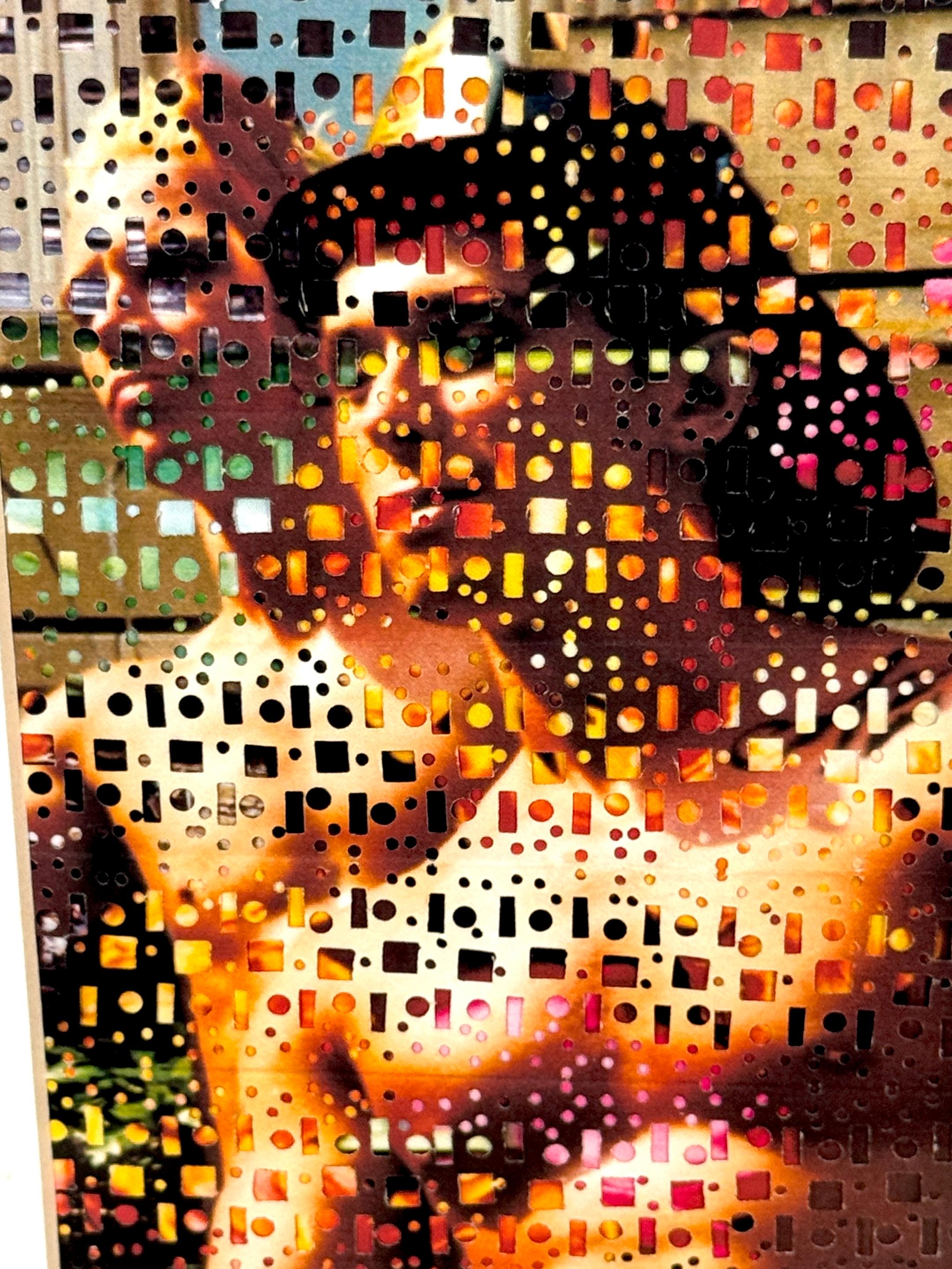 Noirci Larry Schulte 'Fireman' 2003 , Photographie découpée, tissée et peinte, techniques mixtes en vente