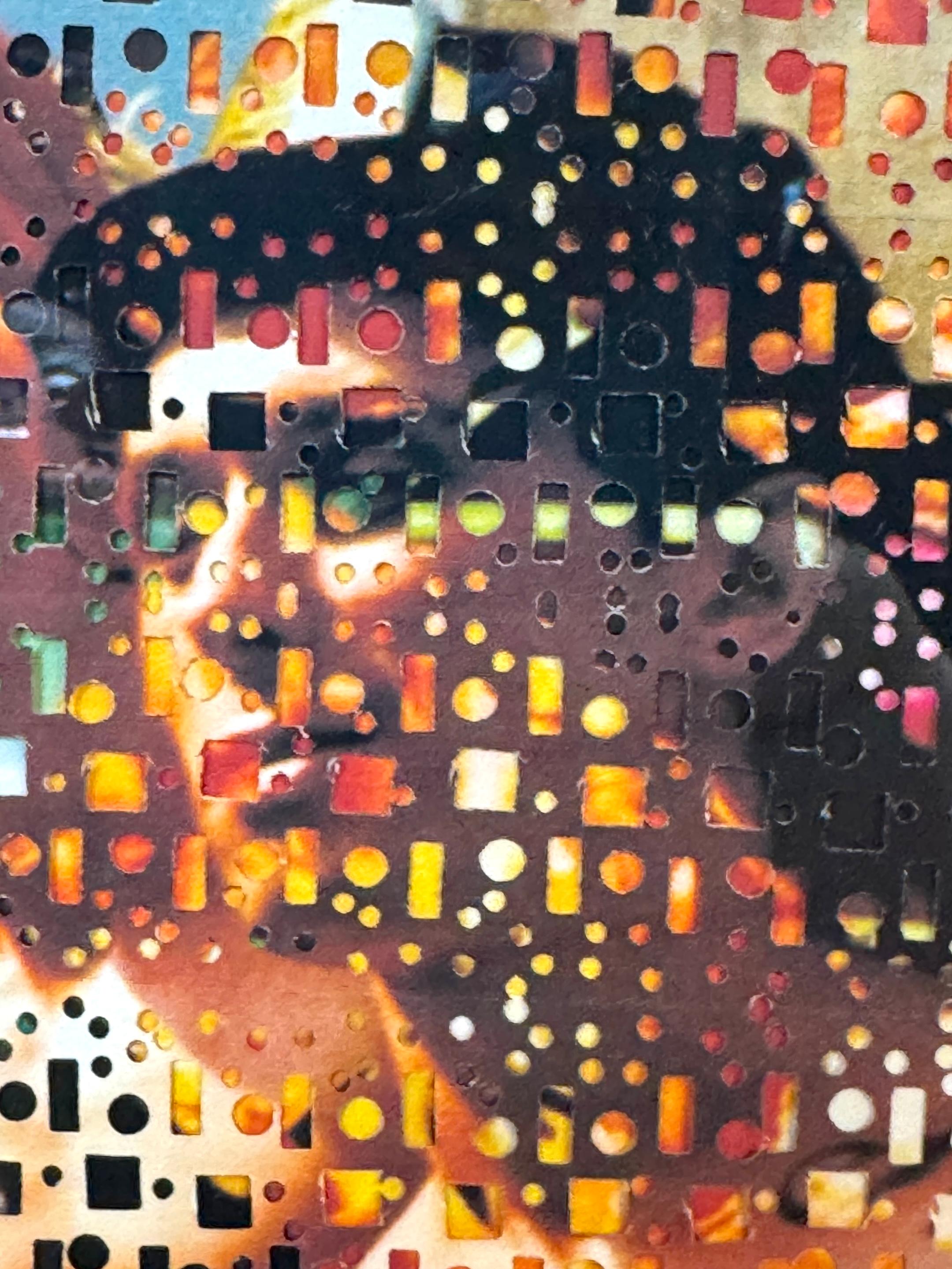 Larry Schulte 'Fireman' 2003 , Photographie découpée, tissée et peinte, techniques mixtes Bon état - En vente à West Palm Beach, FL