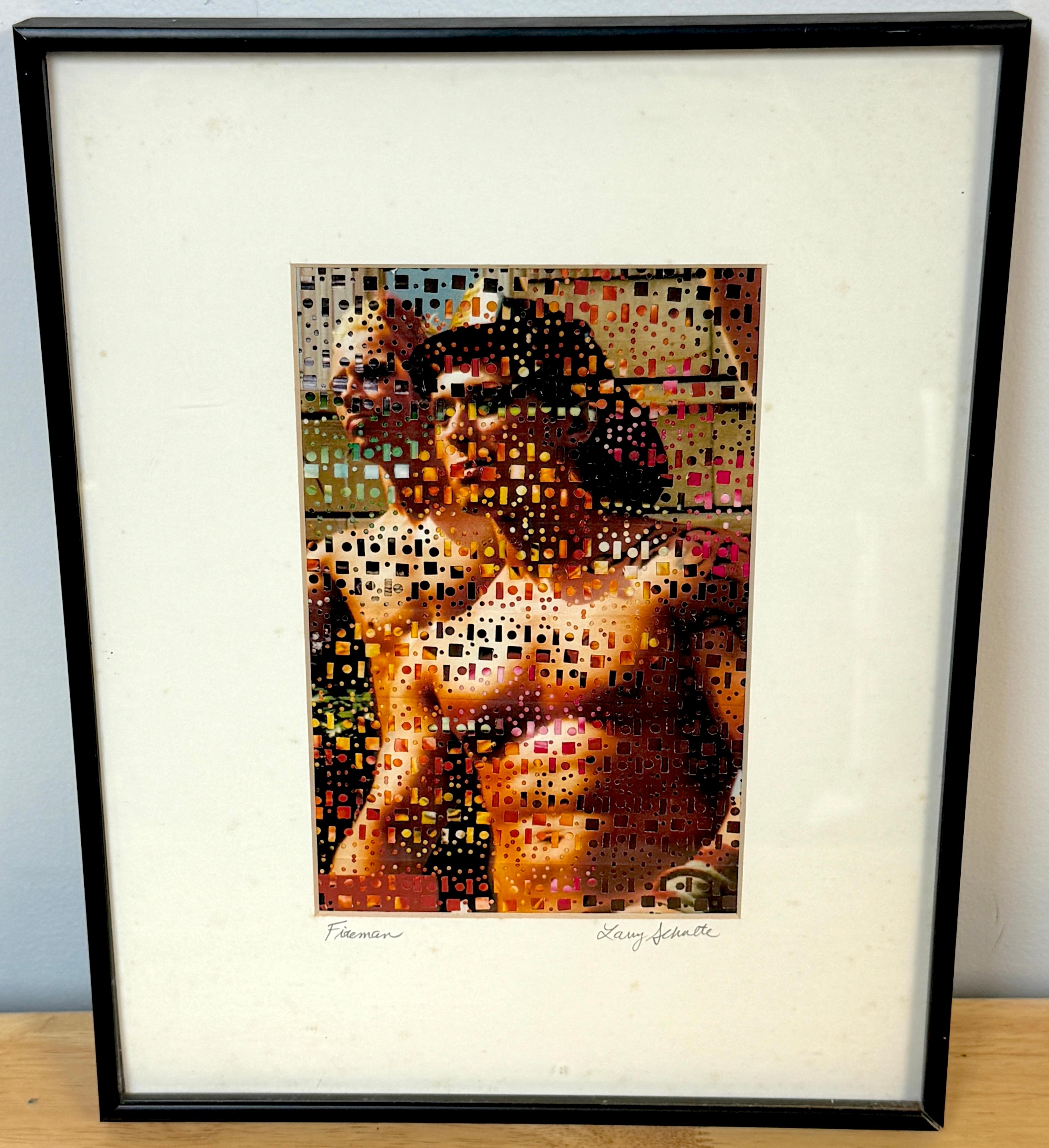 Larry Schulte 'Fireman' 2003 , Photographie découpée, tissée et peinte, techniques mixtes en vente 1