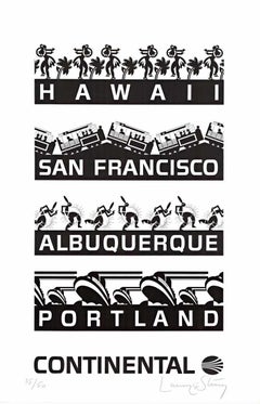 Poster di viaggio originale della Continental Airlines in edizione limitata con serigrafia