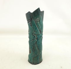 Larry Shep Signed Turquoise Mid-Century Modern Styled Studio Art Pottery Vase