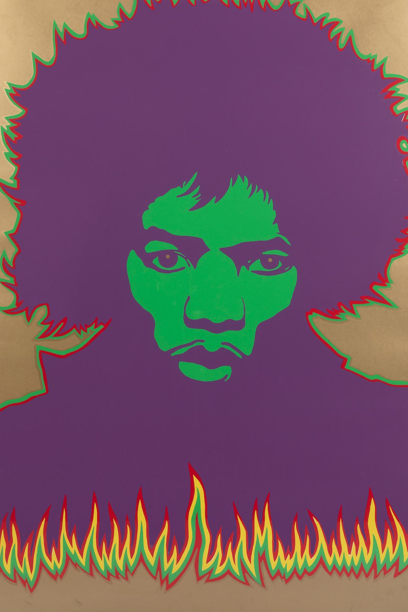 British Larry Smart ‘Fire’ Jimi Hendrix Screen Print, 1967 For Sale