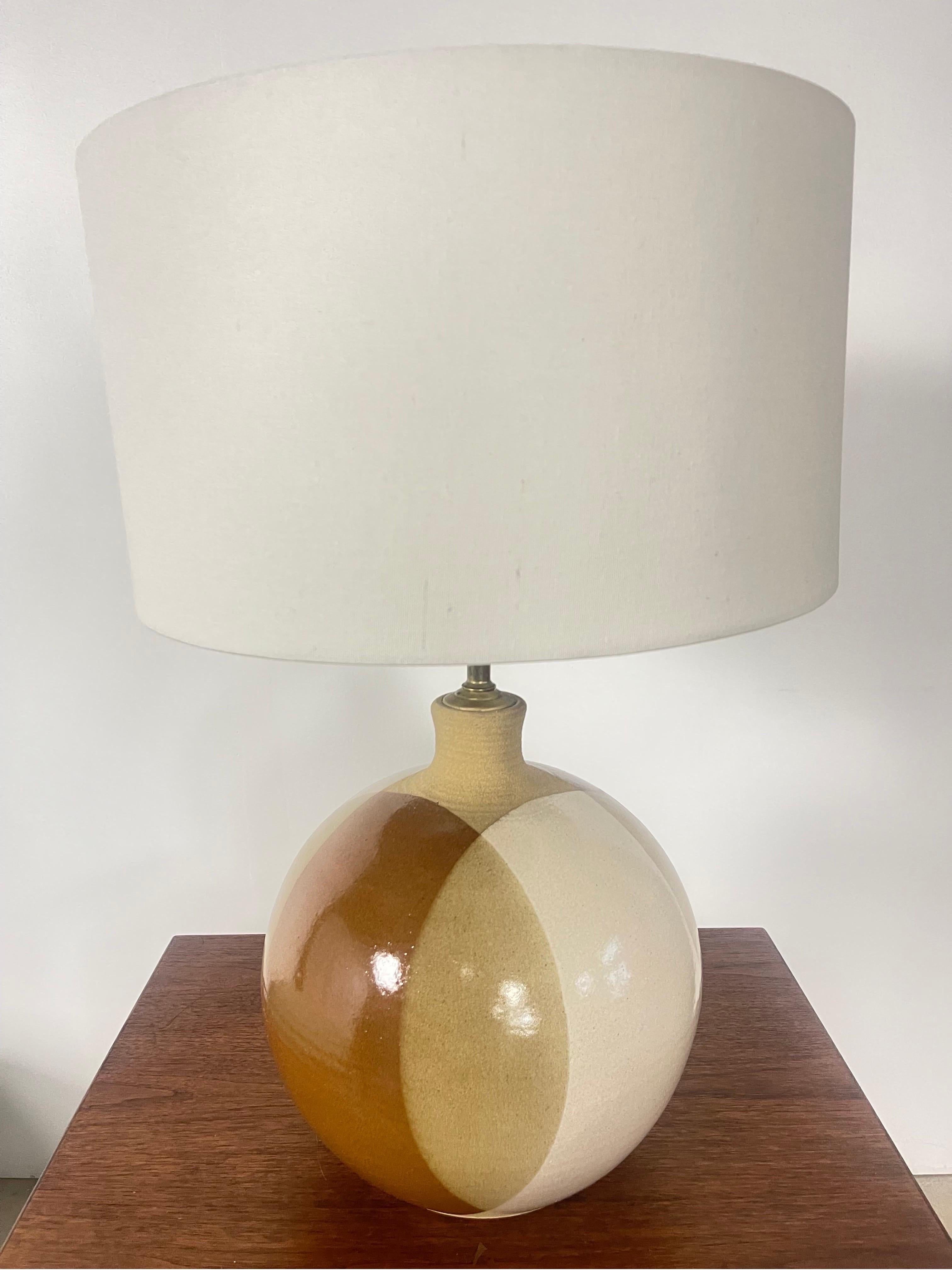 Larry Terry Brown Ceramic Table Lamp For Sale 2