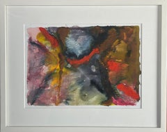 Untitled Abstract Expressionist Painting, Oil on Paper, 1990s, Framed