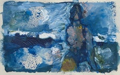 Peinture expressionniste abstraite sans titre, techniques mixtes et huile, années 1980
