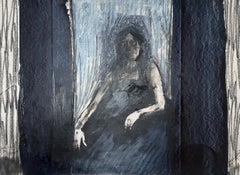 Abstraktes expressionistisches Gemälde ohne Titel, gemischte Medien auf Papier, 1980er Jahre