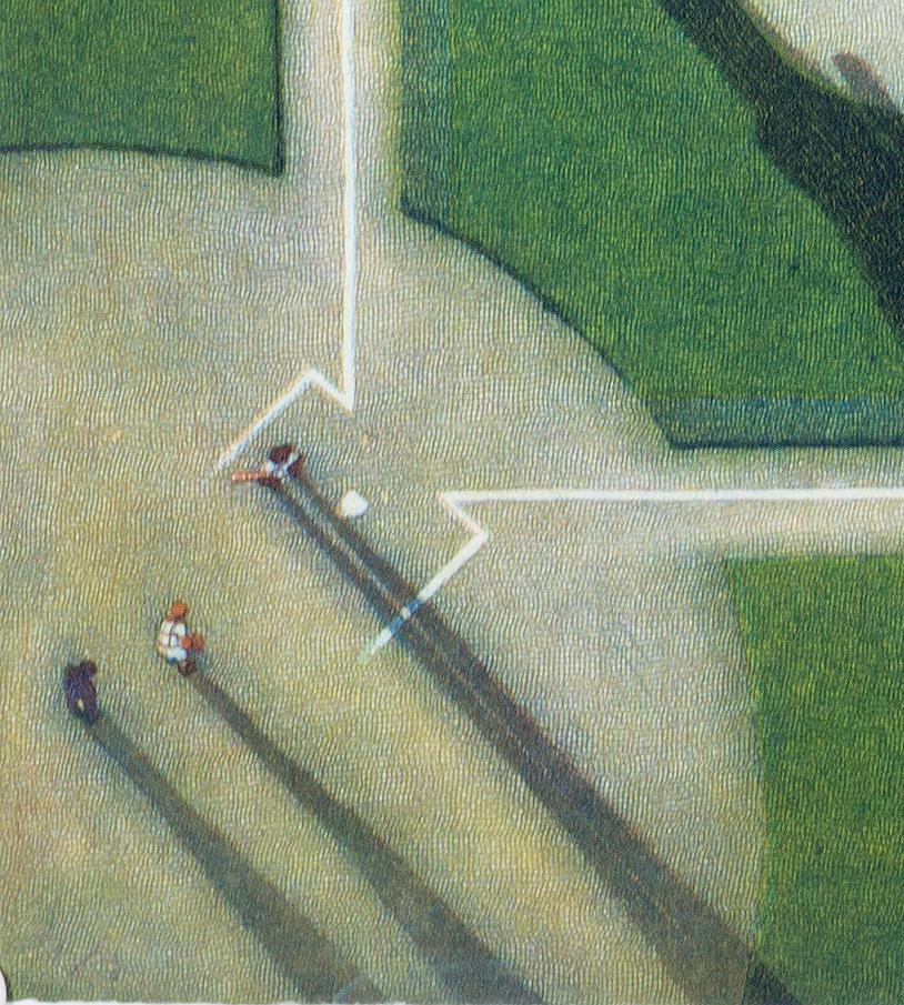 The Catbird Seat (an aerial view of the majesty of the baseball diamond) - Print by Larry Welo