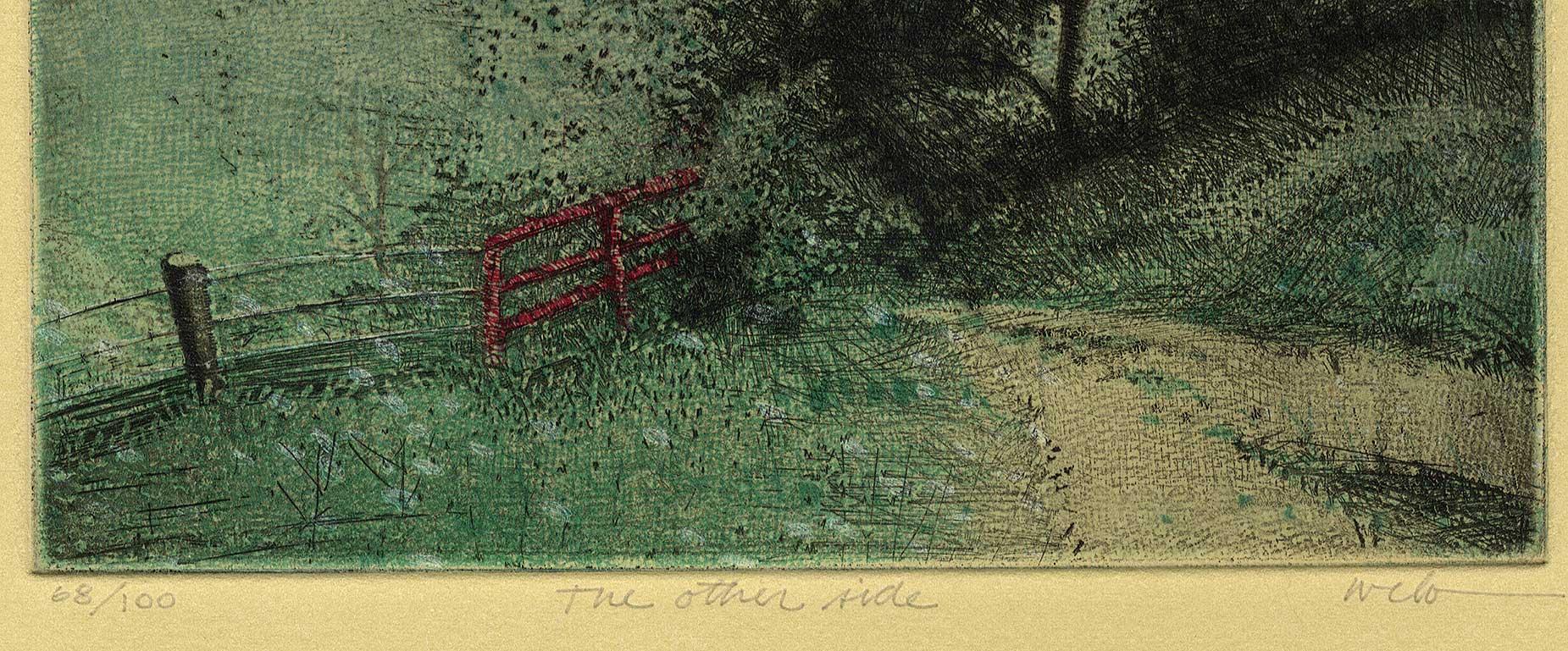 The Other Side (good fences make good neighbors) - American Modern Print by Larry Welo
