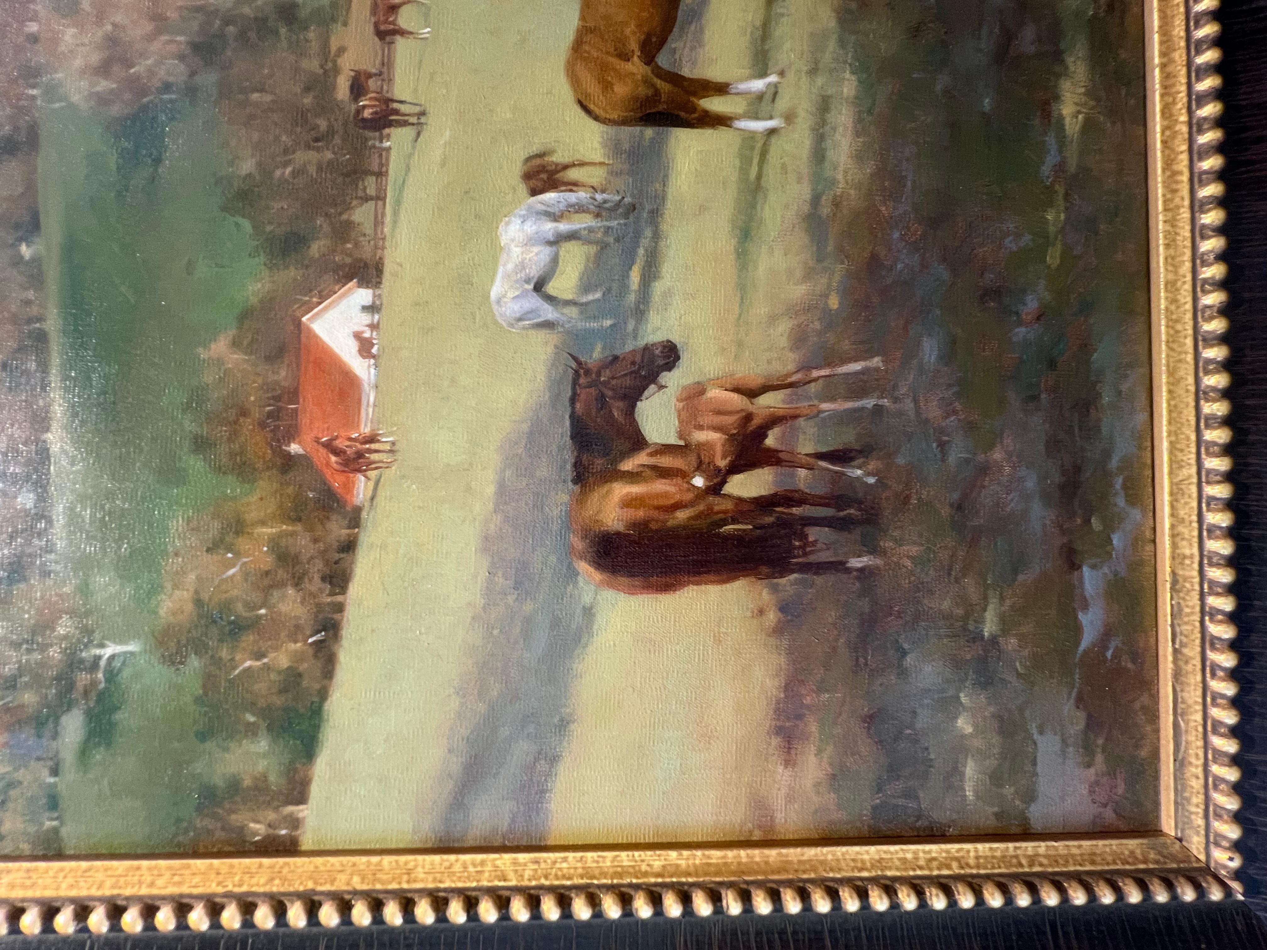 Mares and Foals (Braun), Landscape Painting, von Larry Wheeler
