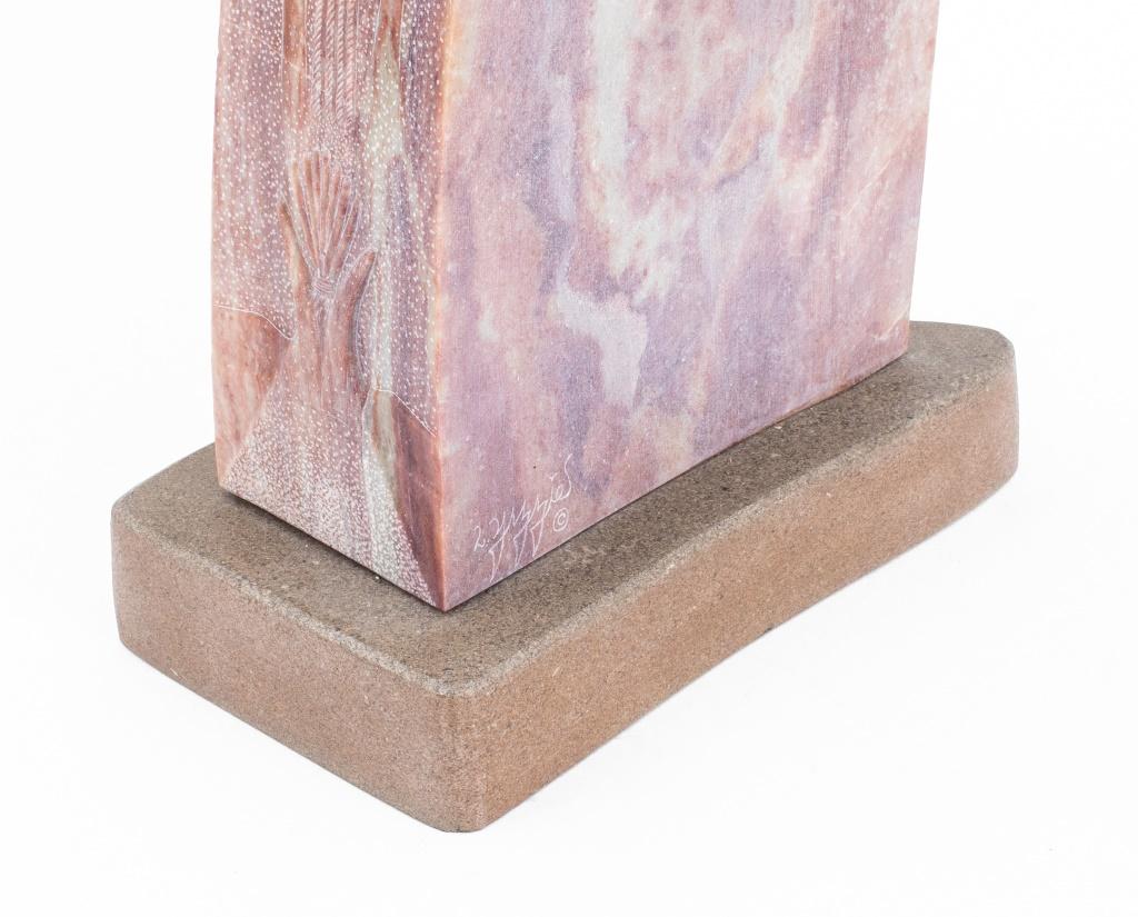 Larry Yazzie (American, Navajo Dine, b. 1958), Abstract Figure, Carved Stone Sculpture, signed to side near base. 31